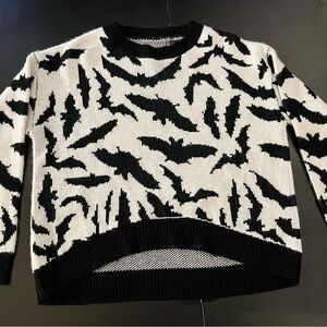 Black and White Bat Pattern Sweater
